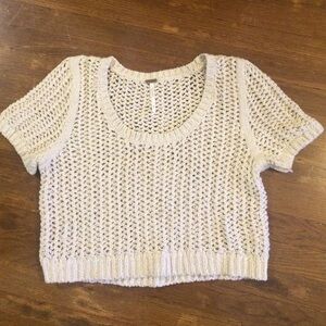 Free people knit short sleeve crop sweater